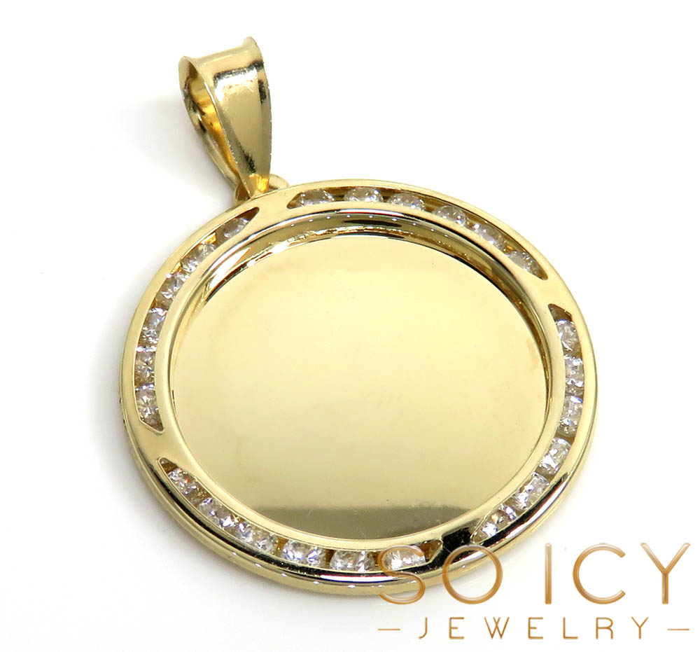 10k yellow gold small cz picture pendant 0.50ct