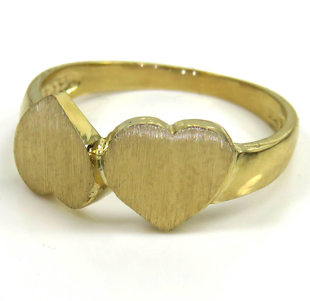14k yellow gold two hearts ring 