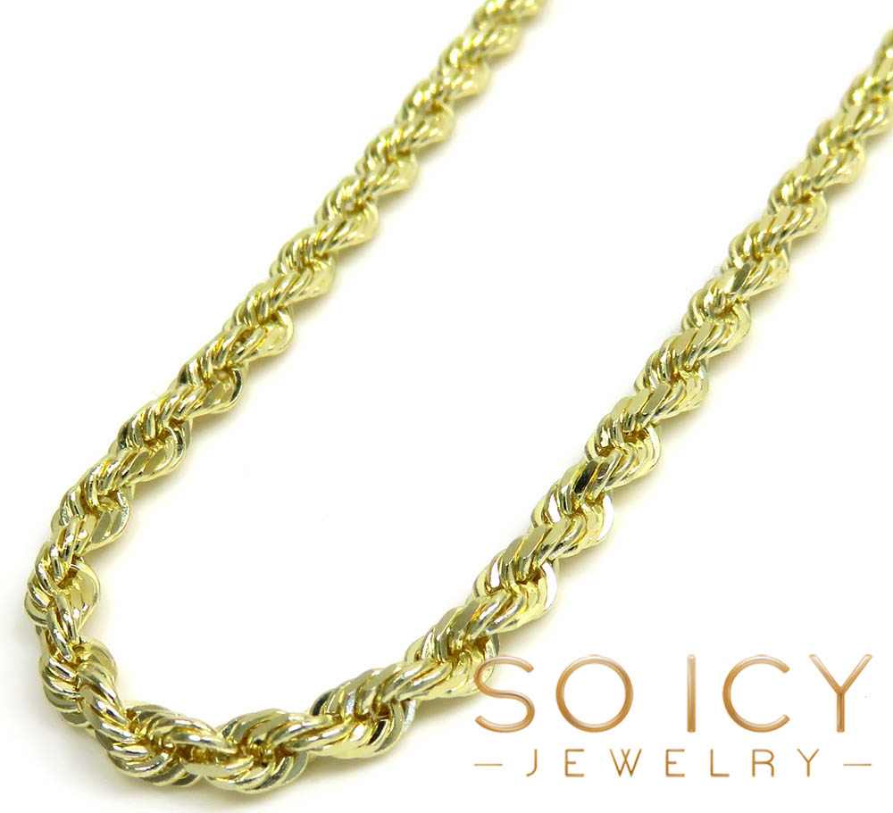 10k yellow gold solid rope link chain 18-26 inch 3mm