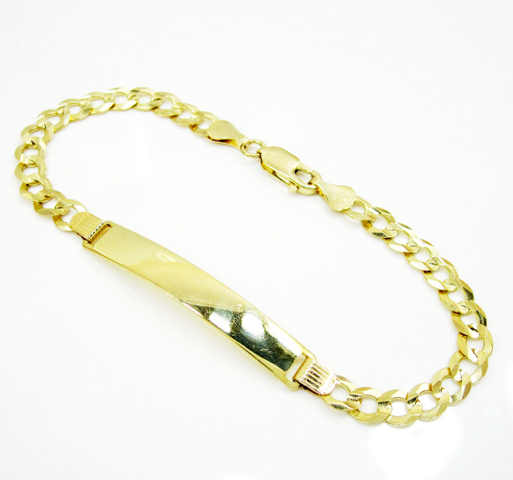 14k yellow gold solid cuban id bracelet 8 inch 5.7mm 