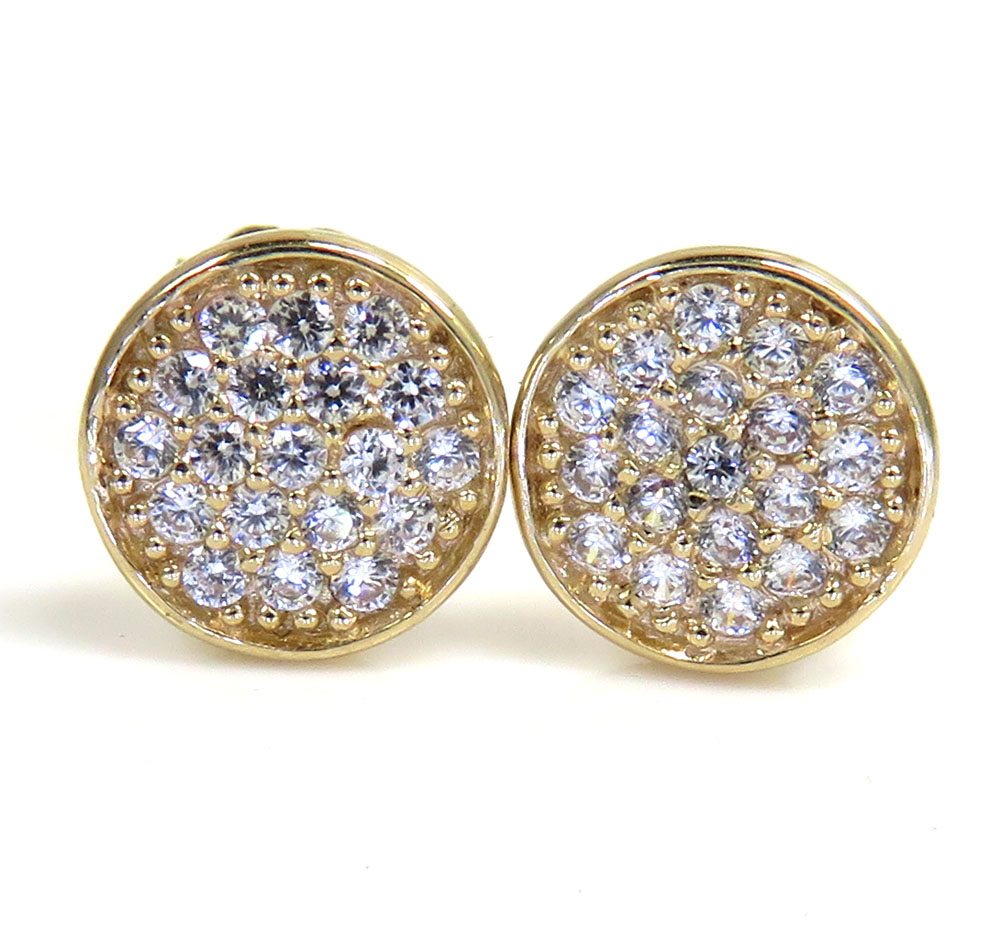 14k yellow gold cz snow cap 7mm earrings 0.50ct