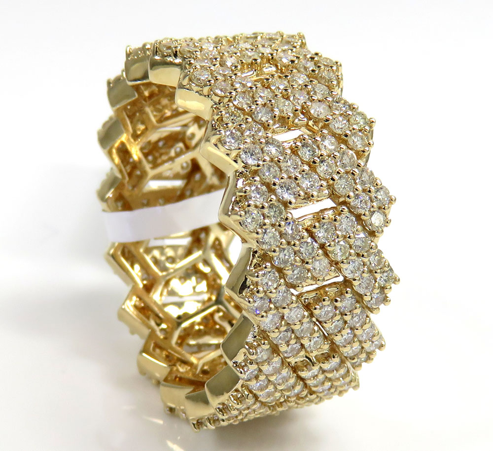 14k yellow gold 13mm diamond cuban band 3.00ct