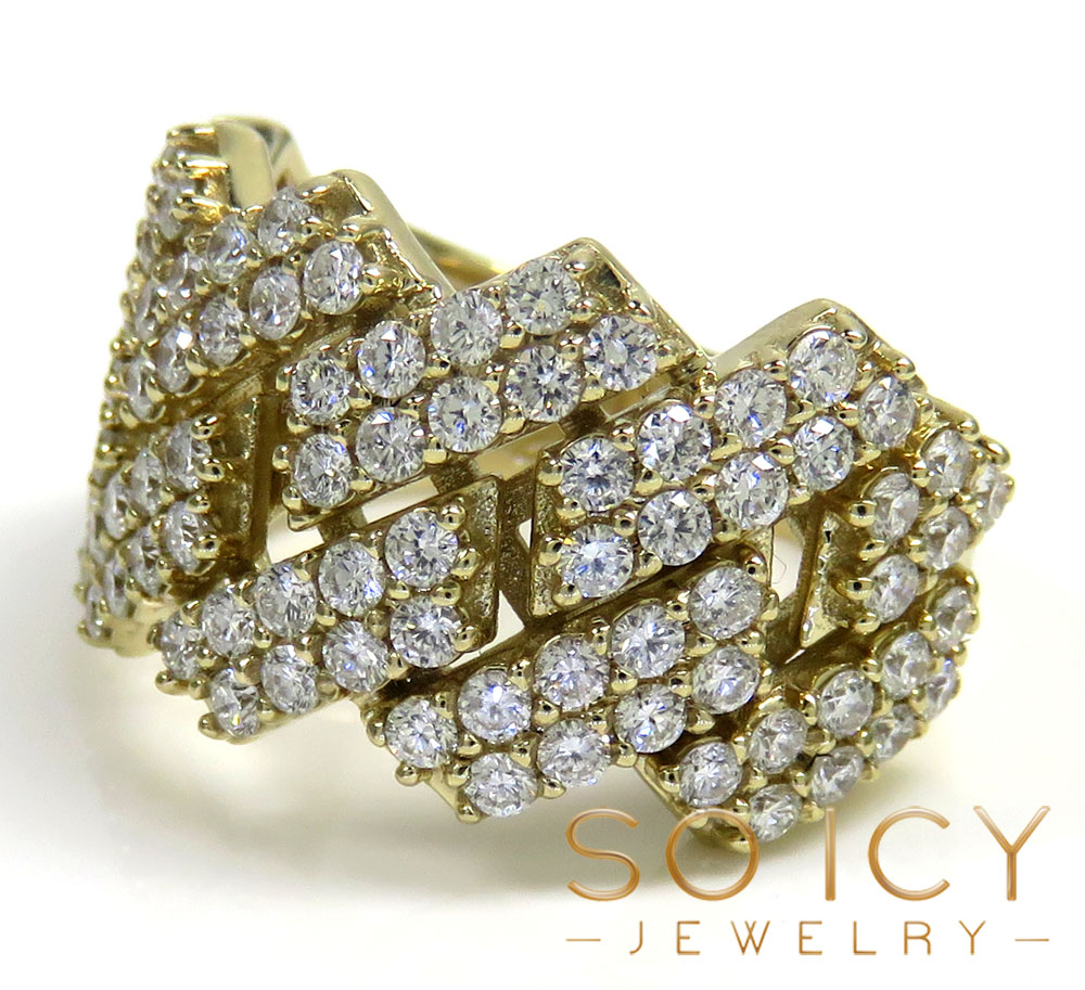 14k yellow gold 13mm diamond cuban ring 2.15ct